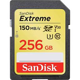 SanDisk Cartão de memória SDXC UHS-I U3 Extreme de 256 GB, velocidade de leitura de até 150 MB/s