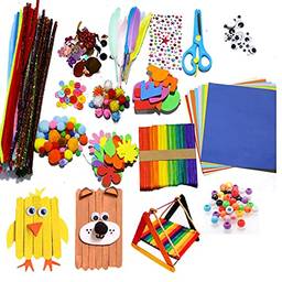 Mibee Kit de materiais para arte e artesanato DIY Atividade feita à mão Materiais de artesanato Presente educacional para al1s do jardim de infância Material de arte para casa
