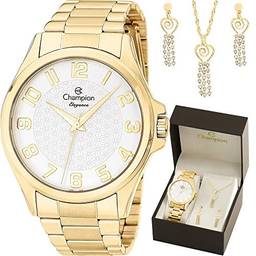 Relógio Champion Elegance Cn26377w + Conjunto de Brincos e Colar