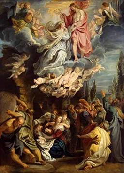 Ascensão e Coroação da Virgem Maria (1609) de Peter Paul Rubens - 30x41 - Tela Canvas Para Quadro