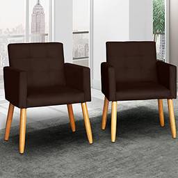 Kit 2 Poltronas Cadeira Decorativa para sala de estar recepção reforçada (Marrom)