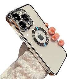 Capa com logotipo para iPhone 12/13 11 Pro Max, com protetor de lente de câmera, revestimento ultrafino macio e fino transparente para mulheres e homens, para iPhone 13 11 12 Pro Max capa de telefone (Iphone13Pro, prata)