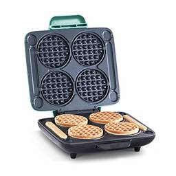 DASH Máquina de mini waffles múltiplos: quatro mini waffles, perfeito para famílias e indivíduos, superfícies antiaderentes duplas de 10 cm com liberação rápida e fácil limpeza - azul-piscina