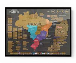 Mapa do Brasil de Raspar 88x66 cm | Unlocked | Com Moldura e Vidro AR | | Scratch off Brazil Map | Mapa Raspadinha