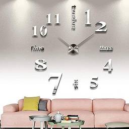 Relógio de parede Goodjobb grande com espelho 3D, relógio de parede de luxo 3D DIY para decoração de casa, sala de estar espelhada
