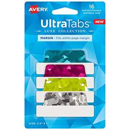Avery Margin Ultra Tabs, 6,35 x 2,54 cm, cores holográficas, 16 páginas reposicionáveis (74147)