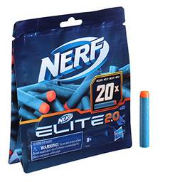 Refil de Dardos Nerf Elite 2.0 - 20 Dardos Oficiais, compatíveis com lançadores Nerf Elite - F0040 - Hasbro