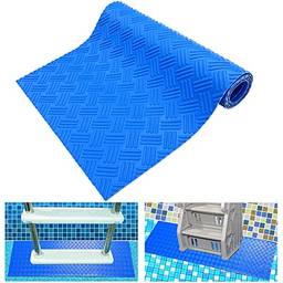 SKARUMMER Tapete para escada de piscina – Tapete protetor para escada de piscina com textura antiderrapante, azul médio 91 x 23 cm