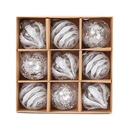 9 peças de enfeites de bolas de Natal, bolas de árvore de Natal de 8 cm, ornamento de árvore de Natal para festa de casamento de árvore de Natal de férias (branco)