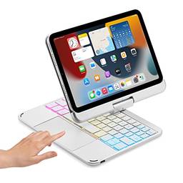 SZAMBIT Capa com Trackpad de Teclado Compatível para iPad,7 Luz de Fundo de Cor 360 Touchpad de Touchpad Rotativo (iPad 10.2 7/8/9ª Geração,prata)