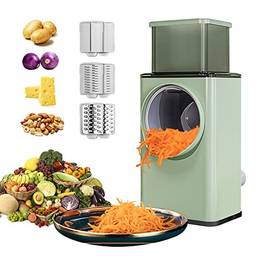 Mingzhe Cortador de legumes multifuncional ralador de queijo rotativo 3 em 1 triturador de fatiador máquina de fazer salada com lâminas de rolo de aço inoxidável para porca de frutas vegetais