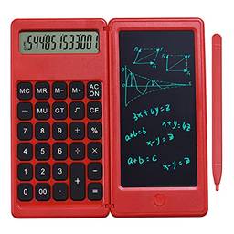 Queenser Calculadora dobrável e tablet de escrita LCD de 6 polegadas Tela de desenho digital de 12 dígitos com caneta stylus botão de apagar para crianças, adultos, casa, escritório, escola