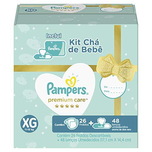 Kit Fralda Pampers Premium Care XG 26 Un + Lenços Umedecidos Aloe Vera 48 Un, Pampers