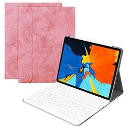 Domary Capa para teclado SK1102 sem fio BT teclado tablet capa protetora de couro PU de substituição para iPad Pro 11 rosa + branco