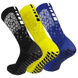 ZEYUAN 3 pares de meias de futebol antiderrapantes para homens e mulheres respiráveis atléticas com garras para futebol, basquete, yoga, corrida, ciclismo