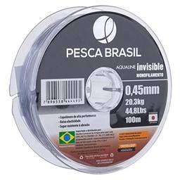 Pesca Brasil, Linha de Pesca Monofilamento Aqualine Invisible, com 0,45mm e Resistência de 44lb, Caixa com 10 Carreteis de 100mts, Platinum