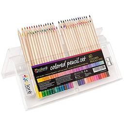 Homesen Conjunto de lápis de 60 cores d desenho de madeira canetas de pintura suprimentos de arte