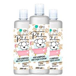 Shampoo Pet Branqueador para Cães e Gatos 500ml - Kit com 3