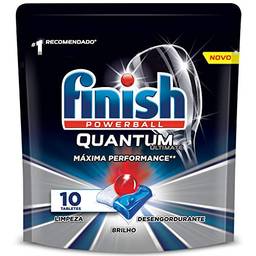 Detergente para Lava Louças em tabletes Finish Quantum Ultimate com 10 unidades, Finish, Preto