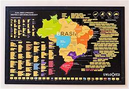 Mapa do Brasil de Raspar 100x66 cm | Unlocked | Com moldura | Scratch off Brazil Map | Mapa Raspadinha