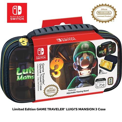 Officially Licensed Nintendo Switch Luigi's Mansion 3 Lite Carrying Case - Hard Shell Travel Case with Adjustable Viewing Stand - Game Case Included