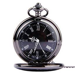 Relógio de bolso vintage com algarismos árabes clássicos clássicos e pingente de relógio Steampunk colar para presente de aniversário (corrente espessa) da UKCOCO