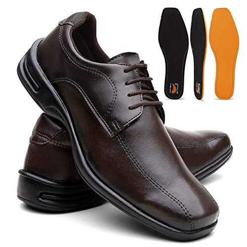 Sapato Masculino Confort Plus Leve E Macio - Café Amarrar/43