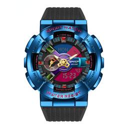 SANDA Relógio Masculino Sanda Criativo Impermeável Relógio Esportivo Quartzo Multifuncional Relógio Militar Masculino (Black Blue)