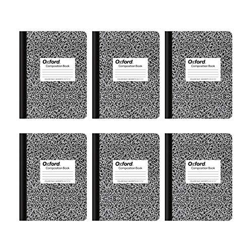 Cadernos de composição Oxford, pauta universitária, 24 x 18 cm, 100 folhas, preto, pacote com 6 (63767)