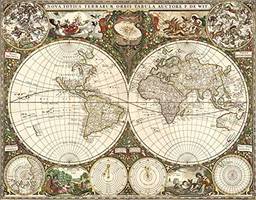 Mapa Mundi Antigo (1660) - 75x96 - Tela Canvas Para Quadro