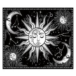 Homesen suprimentos de pintura Aesthetic Black and White Sun Moon Tapestry Wall Decoration Hanging Tapestry for Bedroom Living Room 150 x 130cm/ 59 x 51.1inch