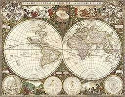 Mapa Mundi Antigo (1660) - 60x77 - Tela Canvas Para Quadro